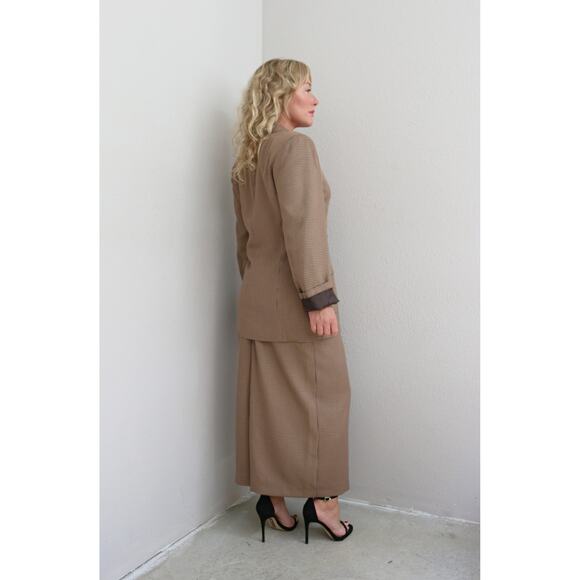 1980's Vintage Custom Tailored Houndstooth Skirt & Blazer Suit Set Women's MD LG - Picture 3 of 11
